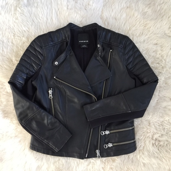 Trouve Jackets & Blazers - TROUVÉ / Trouve Black Leather Moto Jacket XS